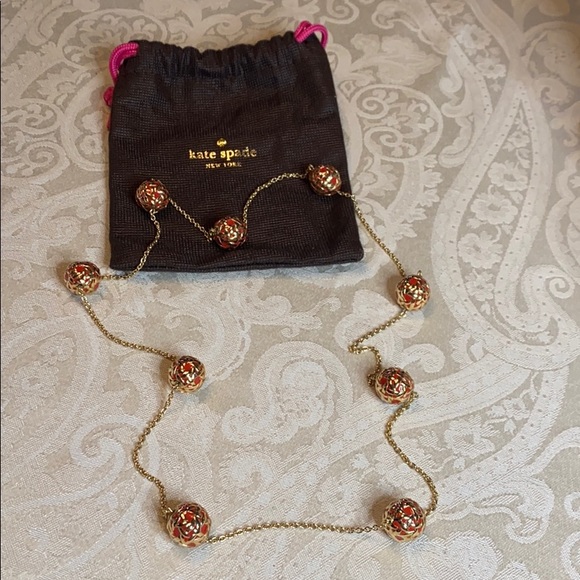Kate Spade Keswick Red & Gold Necklace - Picture 1 of 6